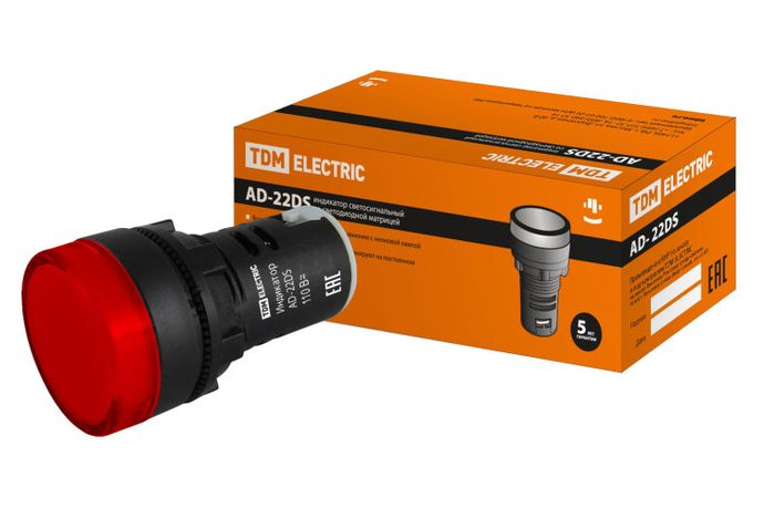 Лампа AD-22DS(LED)матрица d22мм красный 110В AC/DC | SQ0702-0029 TDM