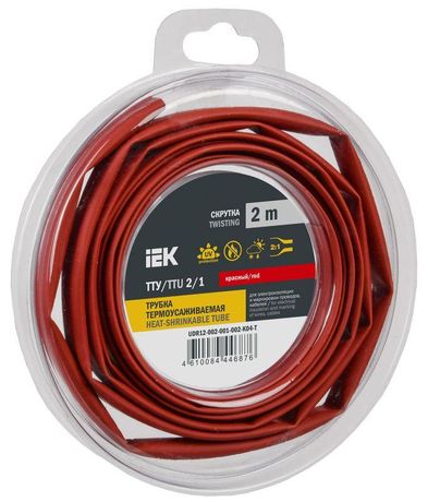 Трубка термоусадочная ТТУ нг-LS 2/1 красная (2м/упак) IEK | UDR12-002-001-002-K04-T