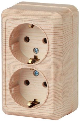 Розетка однофазная наружная (открытой установки) с заземлением без шторок сосна 16А 250В IP20 2-204-11 Intro Quadro - Б0053807 ЭРА