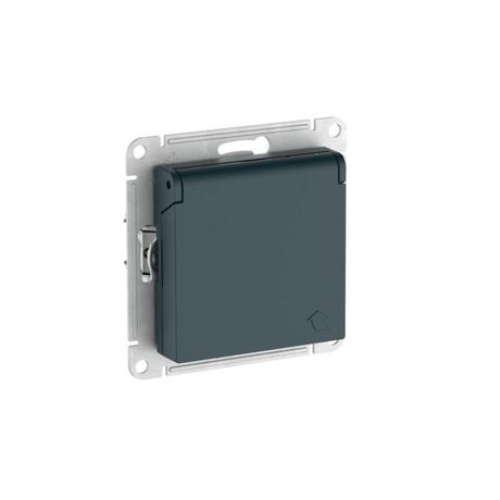 Розетка AtlasDesign 16А IP20 с заземл. защ. шторки крышкой быстрозажим. клем. механизм изумруд SE ATN000846S APC