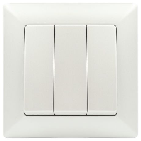 Выключатель Intro Solo 4-106-06 трехклавишный 10А-250В, IP20, СУ, перламутр | Б0053606 ЭРА