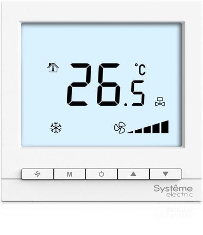Термостат комнатный цифровой, для 4тр 3ск FCU и клап 0-10В, 1TI 1DI 3DO 2AO Modbus бел ~220В BS | RTF4VIML SE APC
