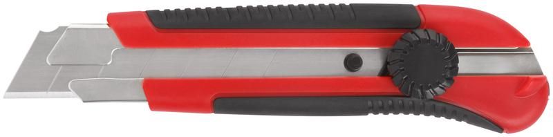 Нож технический "Крафт" 25мм усилен. прорезиненный вращ. прижим магнит КУРС 10185