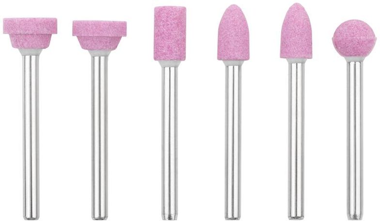 Набор шарошек мини для шлифовки изделий из стали и цветных металлов алюм./оксидная (6 предметов) FIT 36924 РОС