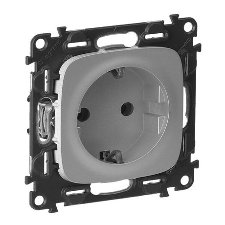 Розетка 1-м СП Valena Allure 16А IP2X 250В 2P+E безвинтов. клеммы с лицев. панелью механизм алюм. Leg 753921 Legrand