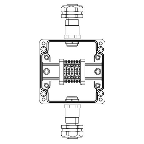 Взрывозащищенная клеммная коробка из полиэстера TBE-P-03-(6xCBC.2)-1xKAEPM2MHK-20(A)-1xKAEPM2MHK-20(C)1Ex e IIC Т5 Gb / Ex tb IIIC T95°C Db IP66 КЗ - 1231.031.22.11B ДКС