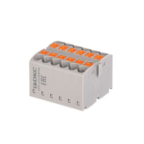 Блок распределительный зажим push-in 12 точек подключения 25кв.мм сер. DKC DTP1-012-04SPUG ДКС