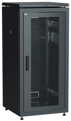 Шкаф сетевой 19дюйм ITK LINEA N 28U 600х600 мм перфорированная передняя дверь черный - LN05-28U66-P IEK