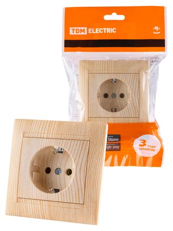 Розетка 2П+З 16А 250В сосна "Лама" | SQ1815-0323 TDM
