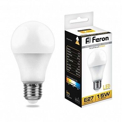 Лампа светодиодная LB-94 (15W) 230V E27 2700K A60 | 25628 FERON