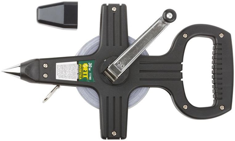 Рулетка геодезическая 30м стальная лента открытый пластик. корпус черн. FIT 17780 РОС