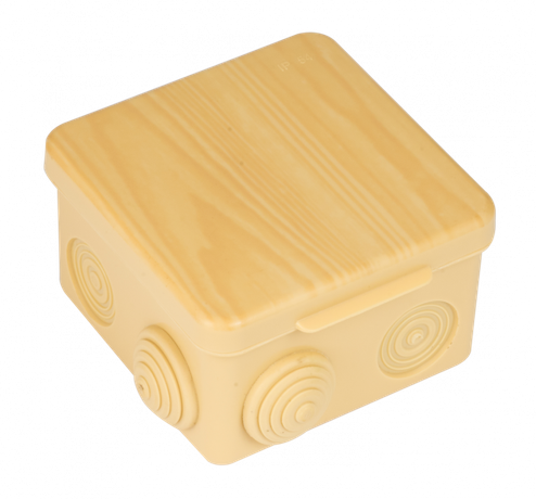 Коробка распределительная КМР-030-014 с крышкой (105х105х50), 8 мембранных вводов светлое дерево IP54 EKF PROxima | plc-kmr-030-014-s