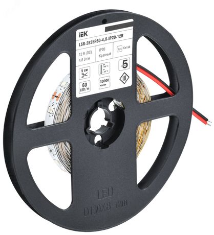 Лента светодиодная LED LSR-2835R60-4.8-IP20-12В (уп.5м) IEK LSR1-6-060-20-3-05