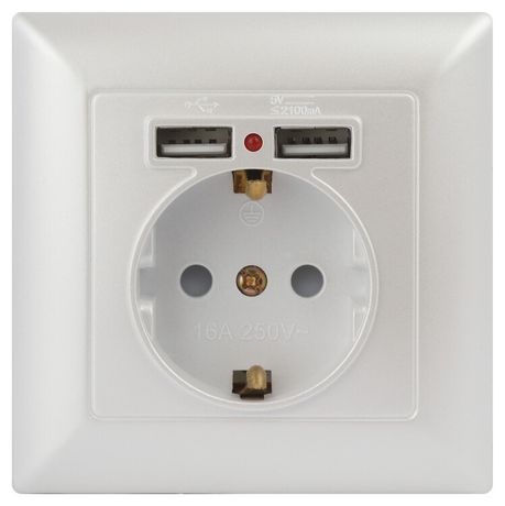 Розетка однофазная скрытого монтажа, в рамку с заземлением со шторками перламутр 16А 250В IP20 4-410-06 Intro Solo - Б0053718 ЭРА