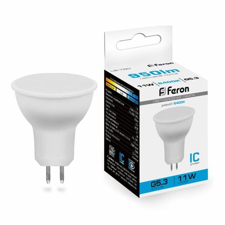 Лампа светодиодная LED 11вт 230в G5.3 дневной - 38139 FERON