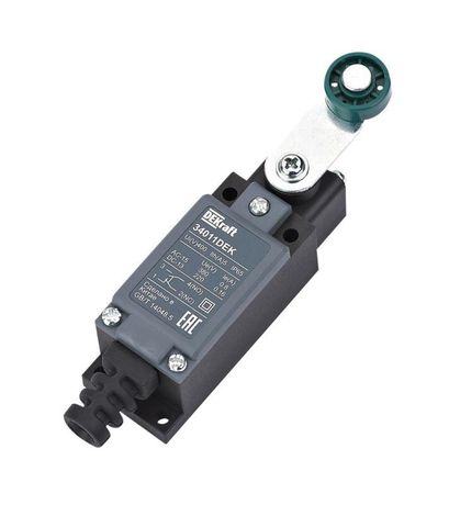 Выключатель концевой 1НО1НЗ ролик. рычаг из термопласта пласт. DEKraft 34011DEK APC