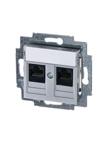 Розетка информационная ABB Levit двойная 2хRJ45 категория 5e серебро - 2CHH295118A6070
