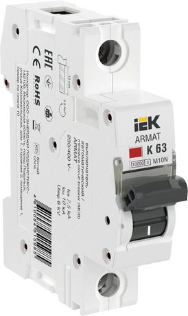 Выключатель автоматический однополюсный M10N 1P K 63А 10кА ARMAT | AR-M10N-1-K063 IEK