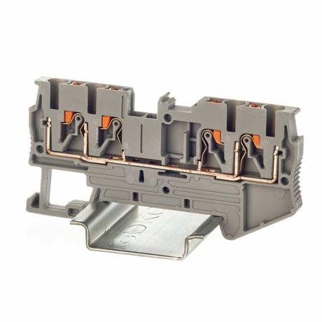 Клемма проходная , зажим push-in, 4 точки подключения, 2.5 кв.мм, серая - VPR-2.5-QUATTRO-GY ДКС