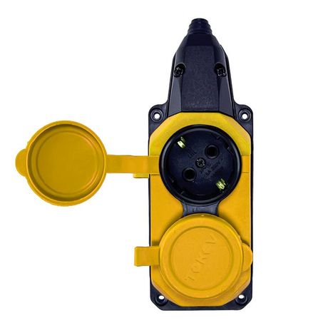 Колодка удлинителя 2-м с заземл. 16А IP44 каучук желт. TOKOV TKE-C07-KK2-Z ELECTRIC