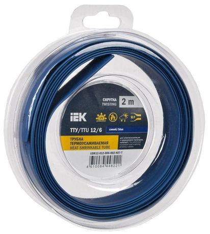 Трубка термоусадочная ТТУ нг-LS 12/6 синяя (2м/упак) IEK | UDR12-012-006-002-K07-T