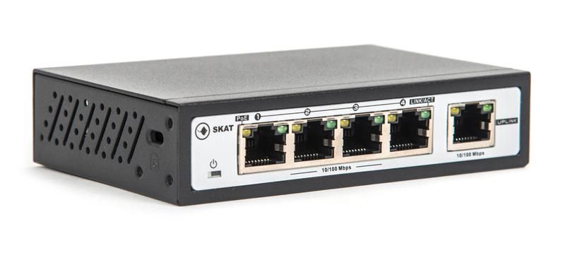 Коммутатор SKAT PoE-4E-1E PoE Plus 120Вт порты: 4-Ethernet 1-Uplink Бастион 2042