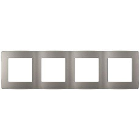 Рамка для розеток и выключателей ЭРА Серия 12 12-5004-16 на 4 поста, титан | Б0065741