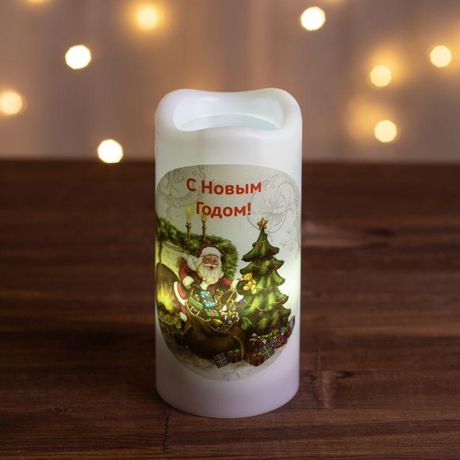 Светодиодный проектор EGNDS -SK светильник новогодний Свеча Санта теплый свет LED 3*ААА 15 см | Б0060551 ЭРА