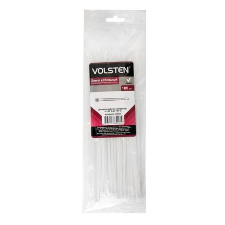 Хомут кабельный V02-1W-2.5х100-100 2.5х100 нейл. бел. (уп.100шт) Volsten 9493 Volsten арт. 9493