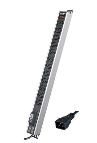 Блок распределения питания вертикальный для 19" шкафов, 16A12 ХIEC60320 C19, автоматический выключатель 1Р, индикатор т | R5V12CBOPCDC19 DKC ДКС