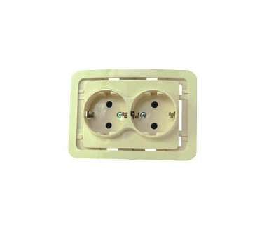 Розетка 2-м СП Mimoza 10А с заземл. без вставки крем. Makel 32082