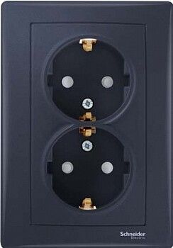 Розетка 2-м Sedna 16А 250В без защ. шторок с заземл. графит SchE SDN3000670 APC