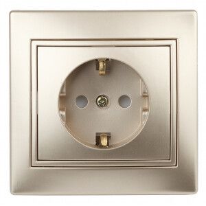 Розетка 1-м СП Plano 1-202-04 16А IP20 250В 2P+E Schuko шампань Intro Б0030059 ЭРА