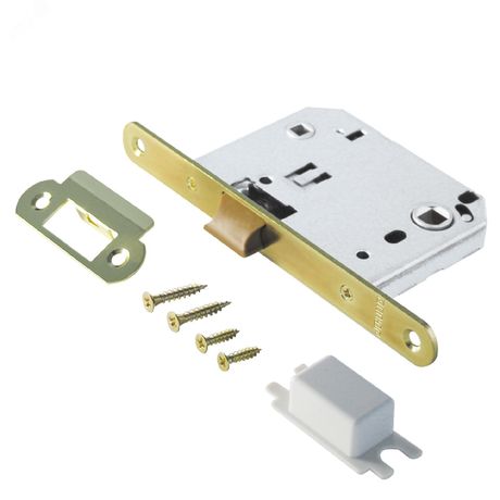 Защелка врезная универсальная без ручек для деревянных межкомнатных дверей, АЛЛЮР АРТ L7050PR PB золото - 11558 ПТК