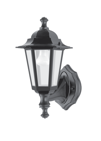 Светильник садово-парковый 6101 шестигранный на стену вверх 60W E27 230V, черный | 11052 Feron чер.