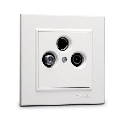 Розетка телевизионная оконечная TV/R/SAT СП Karea IP20 1.5дБ бел. Makel 56001066