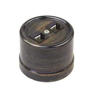 Розетка компьютерная 2-м ОП Лизетта RJ45 10А IP20 ретро кат.5E ABS-пластик бронз. Bironi B1-302-25