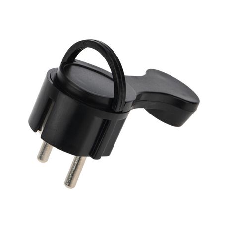 Вилка Евро угловая с з/к 16 А плоская за шкаф черная | 16-0736 REXANT MEET