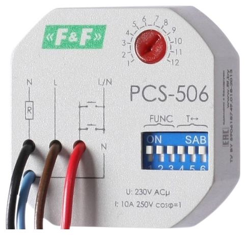 Реле времени PCS-506 8А 230В 1HO IP20 многофункц. монтаж в коробку d60мм F&F EA02.001.017 Евроавтоматика