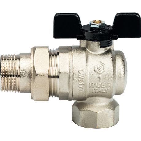 Кран шаровой со сгоном угловой 1' ВН ручка бабочка - SVB-0008-000025 STOUT RG008Q0M49QPCN