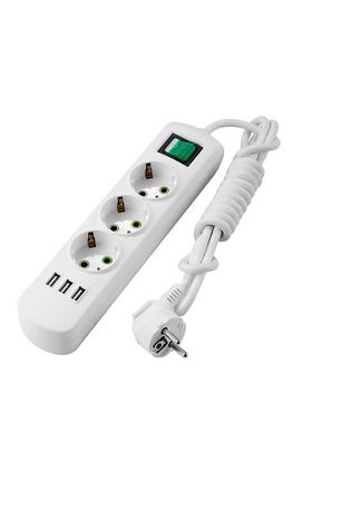 Удлинитель 3х2м с заземл. Letitia USB выкл. LEZARD 721-0302-302U