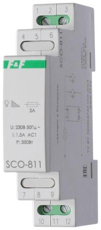 Регулятор освещенности SCO-811 (для ламп накал. мощность до 350Вт; 1 модуль; монтаж на DIN-рейке 230В 1.5А IP20) F&F EA01.006.004 Евроавтоматика