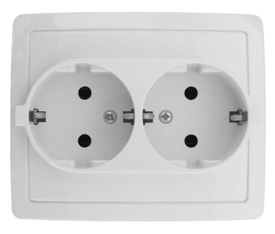 Розетка двойная с заземлением Schuko, винтовой зажим, 16А 250В, белый - 1590456-030 Simon