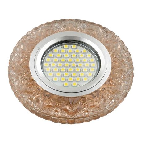Светильник декор.встр Luciole DLS-L146 GU5.3 GLASSY/TEA доп.LED подсветка 3Вт, стекл,зерк./светло-коричневый. | UL-00003895 Fametto