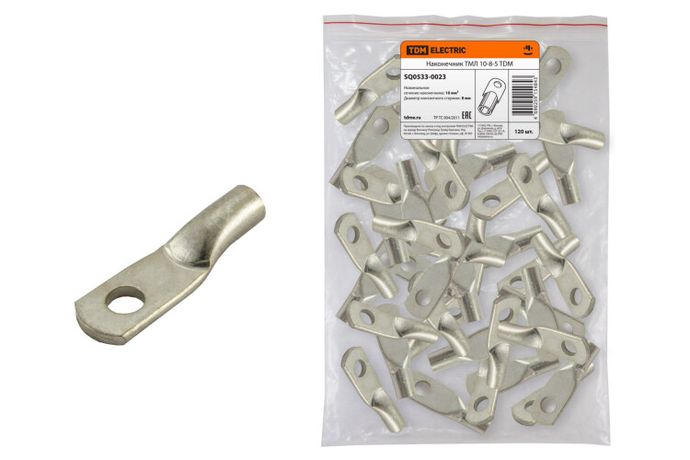 Наконечник кабельный медный луженый под опрессовку ТМЛ 10-8-5 ГОСТ 7386-80 - SQ0533-0023 TDM