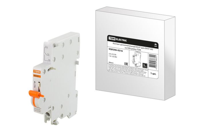 Контакт дополнительный КС47 (для ВА47-60) на DIN-рейку | SQ0206-0216 TDM