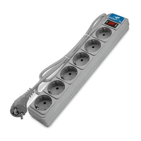 Удлинитель с сетевым фильтром 6х3м заземл 10А IP20 2.2кВт ПВС 3х1 выкл. сер. DOMTOK 2519