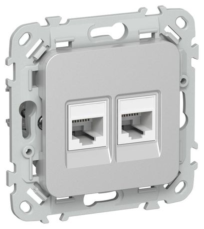 Розетка компьютерная 2-м СП FLITE РК5е-2-0-ФлА RJ45 кат.5E UTP механизм алюм. IEK FI-K22-1-K47 IEK арт. FI-K22-1-K47