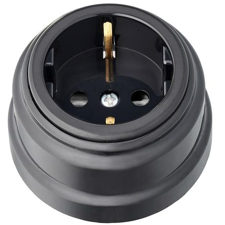 Розетка 1-м ОП РЕТРО 16А с заземл. Bylectrica РА16-0202 черный