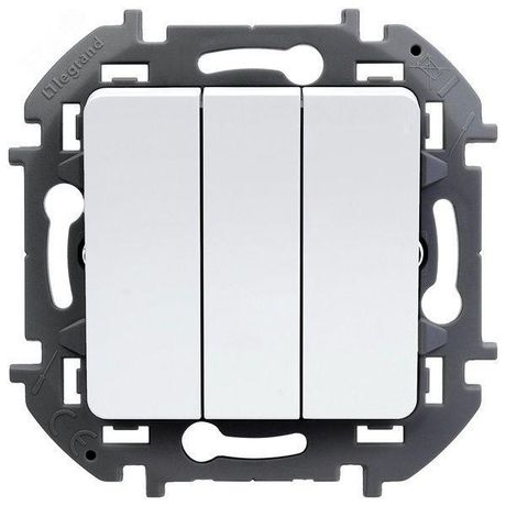 Выключатель трёхклавишный Inspiria 10АХ 250В винтовые зажимы - белый 673540 Legrand